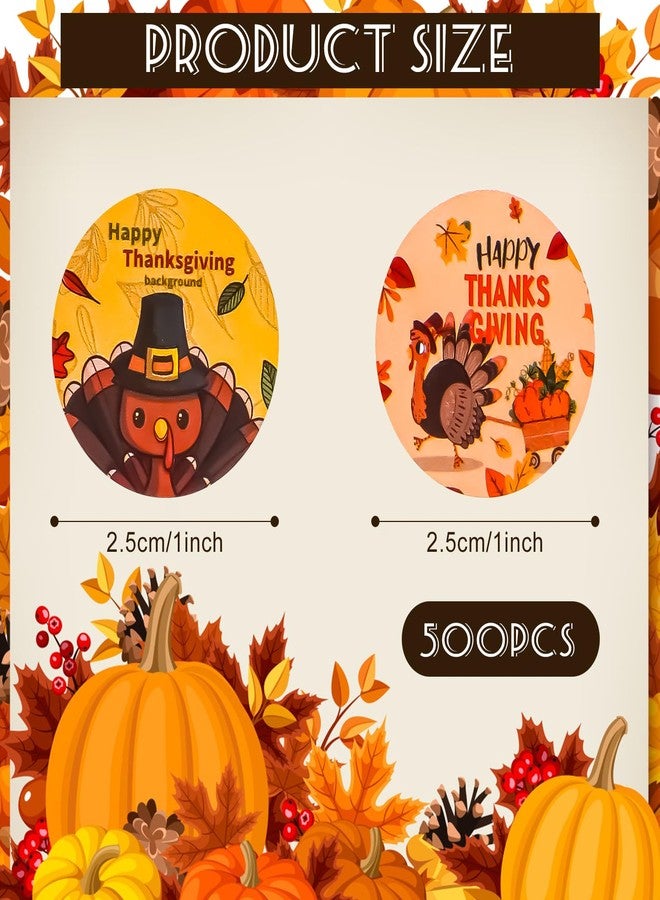 XIHIRCD ملصقات دائرية خريفية من XIHIRCD، 500 قطعة، لإغلاق الأظرف، لوازم حفلات عيد الشكر، زينة عيد شكر سعيد، مقاس متوسط - Image 2